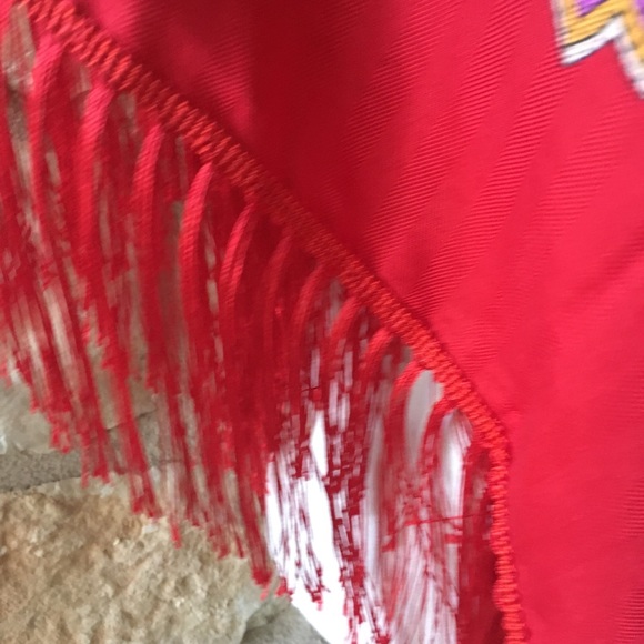 New! Red Fringe Floral Russian Scarf - Picture 6 of 6